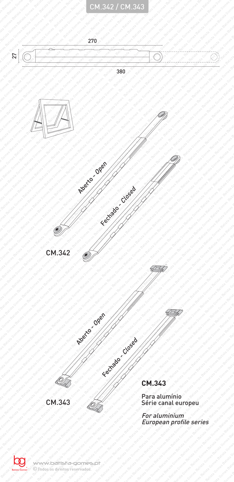 Compassos projectantes para janelas - INOX 304